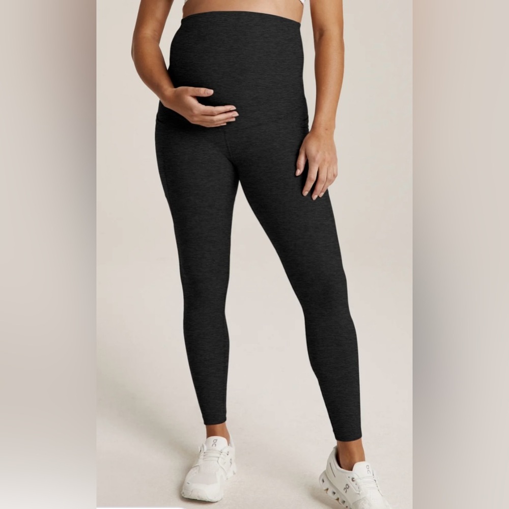 Beyond Yoga Maternity High-Waist Leggings in Charcoal Heather